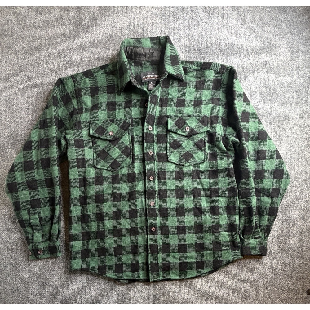 Moose Creek Heavy Plaid Flannel Jacket Cotton Men's M Thick Chore Green Shacket‎